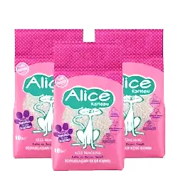 Alice Kartopu Kalın ve Beyaz Taneli Pudra Kokulu Kedi Kumu 3x10 lt.
