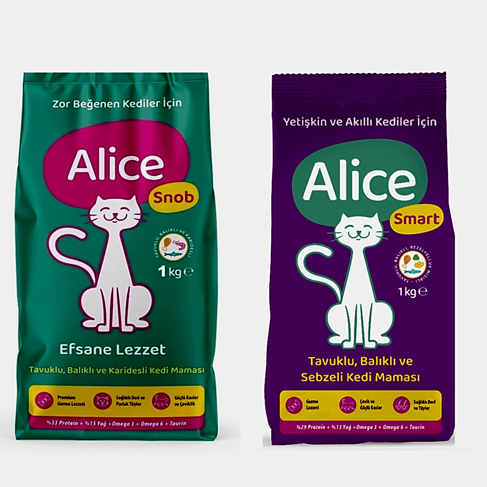 snbsmrt1 Alice Smart 1 Kg ve Alice Snob 1 Kg Kedi Maması - Görsel 1